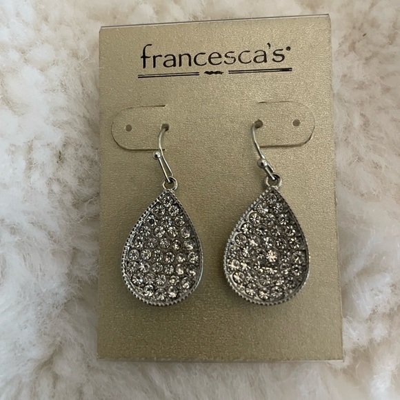 Francesca's Collections Jewelry - Francesca's Collections Silver Pavé Teardrop Earrings